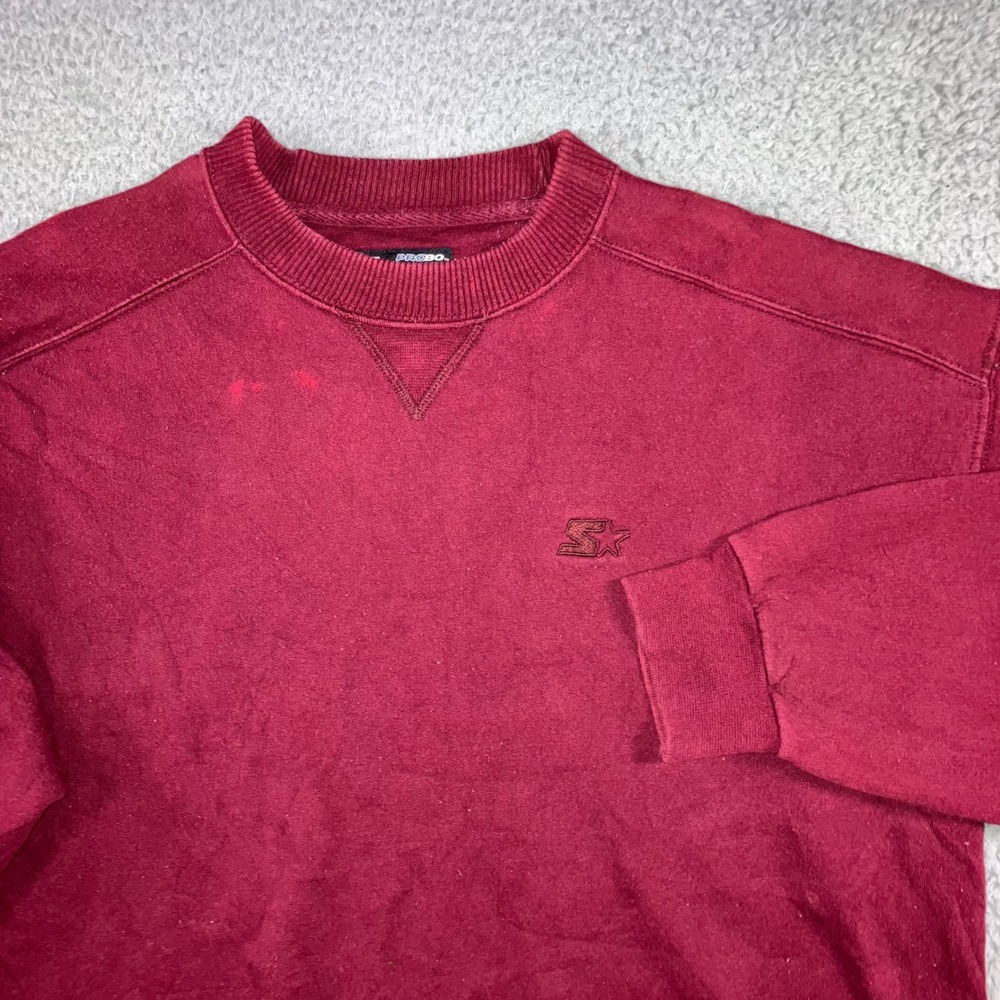 Starter‎ Pro80 Sweatshirt Men M Maroon Heavyweight Crewneck V-Stitch Pullover